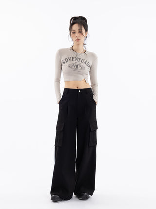 High-Waist Straight Cargo Pants