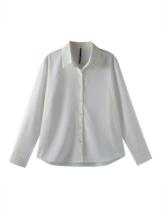drape satin long sleeve shirt
