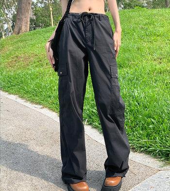 High-Waist Thin Cargo Trousers