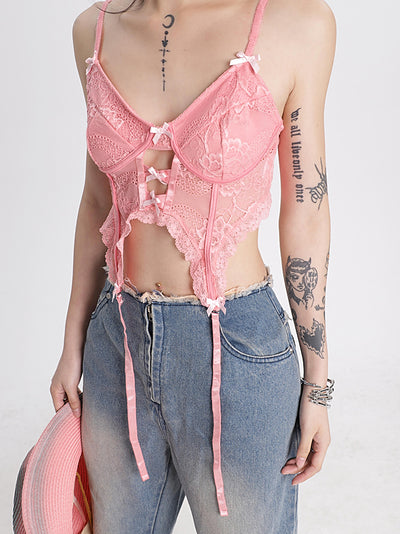 Pink niche lace corset