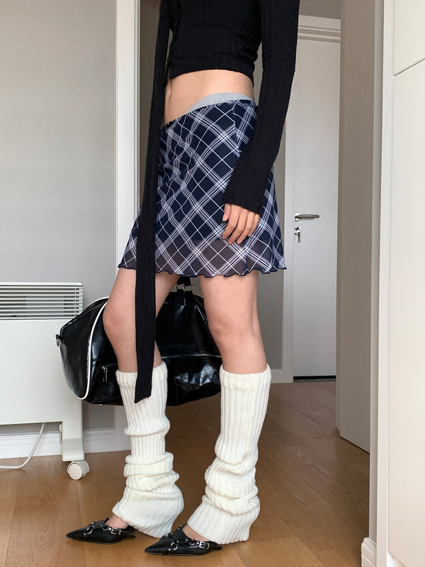 college mesh double-layer skirt