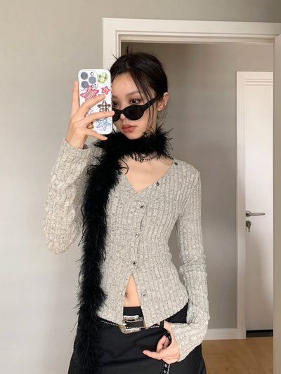 Cross V-neck cardigan top
