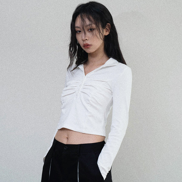 high-waist V-neck Tops