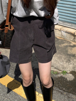 corduroy wide-leg short pants