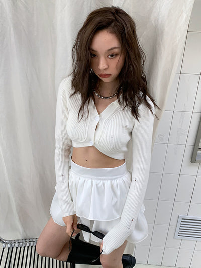 Crop Korean knitted cardigan