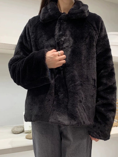 loose fleece reversible padded lapel jacket