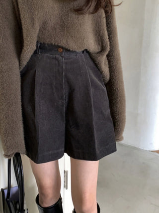 corduroy wide-leg short pants