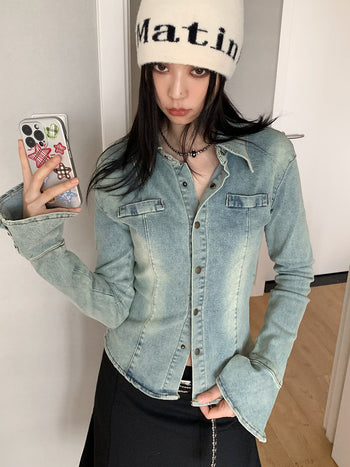 Washed White Denim Jacket