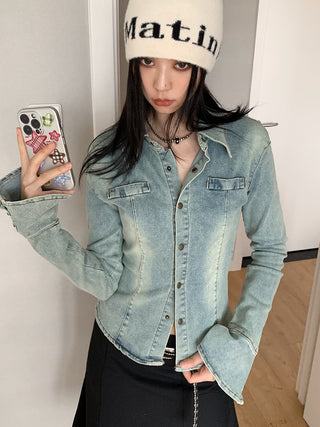 Washed White Denim Jacket