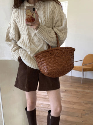 corduroy wide-leg short pants