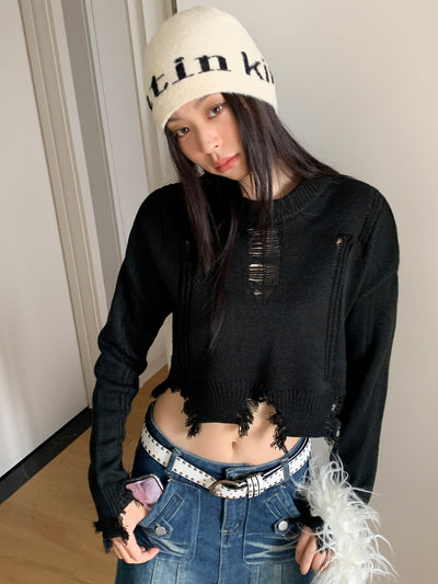 ripped tassel sweater y2k