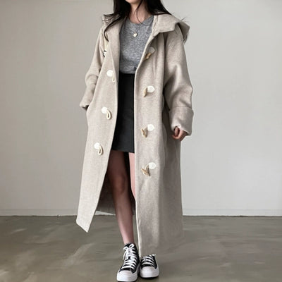 loose woolen Hooded over coat