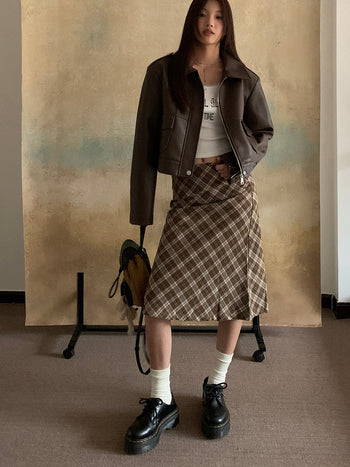 Maxi plaid brown Mid-length Skirt