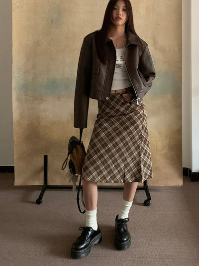 Maxi plaid brown Mid-length Skirt