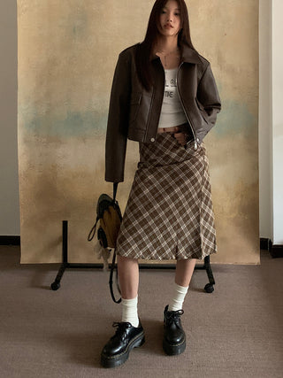 Maxi plaid brown Mid-length Skirt