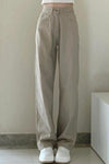 High Waist Khaki Straight Casual Jeans