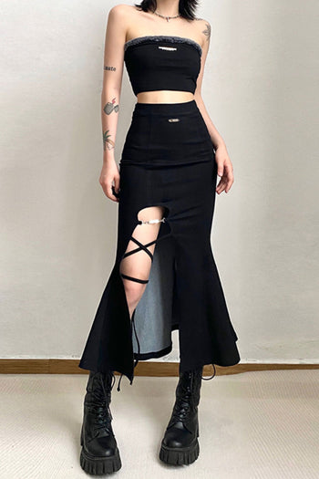 High Waist Slit Midi Skirt