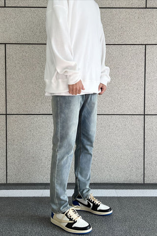 Micro-Torn Stretch Blue Jeans