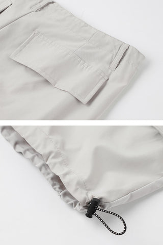 High Waist Drawstring Detachable Cargo Pants