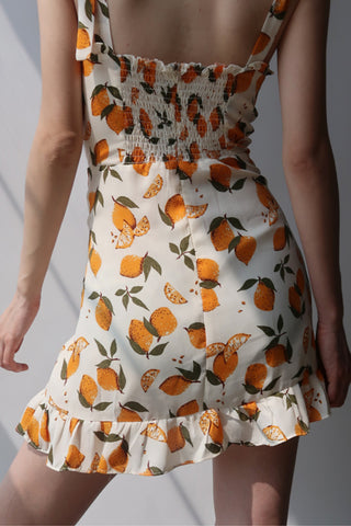 French Yellow Lemon Print Skirt Retro Dress