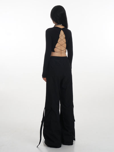 detachable backless long sleeve top