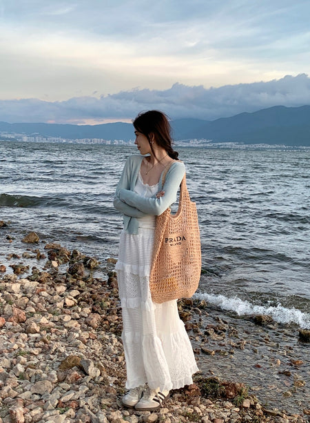 Ruffle Maxi white skirt