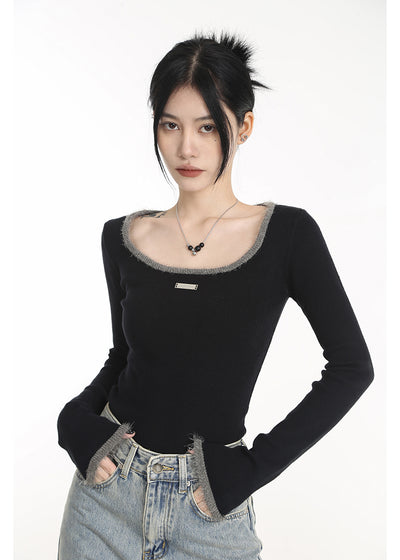 Knit Square-Neck Crop Top