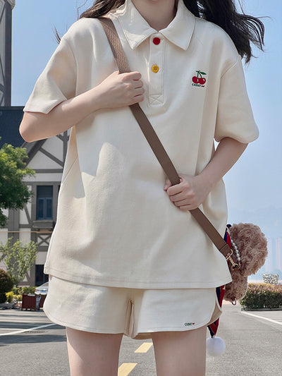 two-piece casual t-shirt and shorts