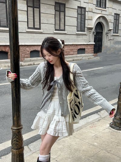 Bow knitted cardigan