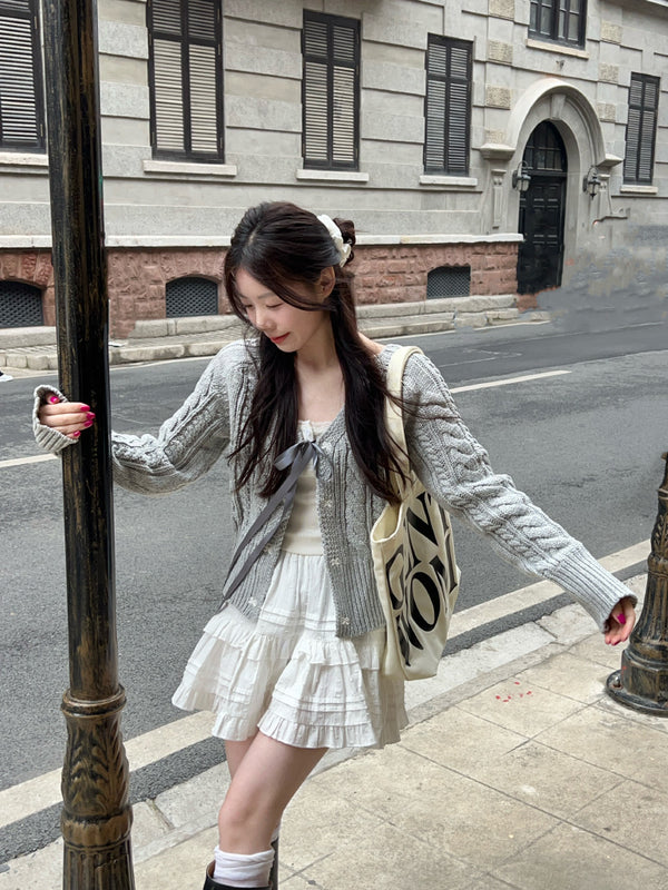 Bow knitted cardigan