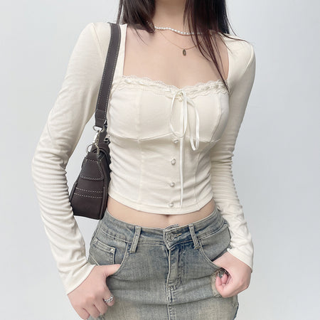 Sweet Square Neck Coquette Top