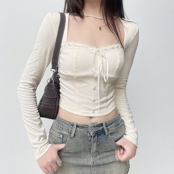 Sweet Square Neck Coquette Top