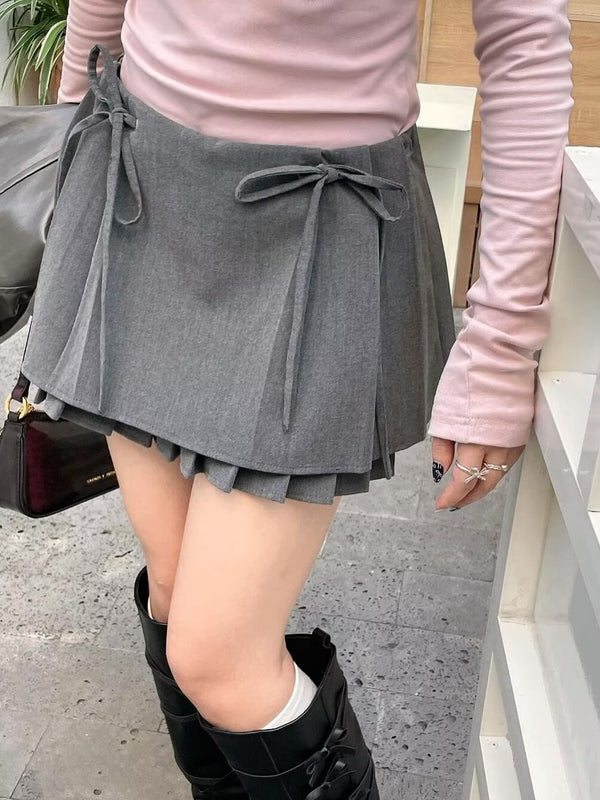 strappy bow double-layer skirt