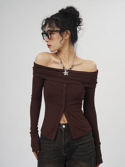 off-shoulder knitted top
