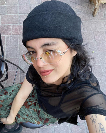 y2k frameless oval metal sunglasses