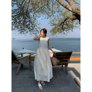 Backless Strap Jacquard Long Dress