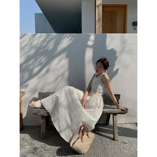 Backless Strap Jacquard Long Dress
