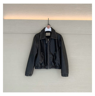 retro lapel leather jacket