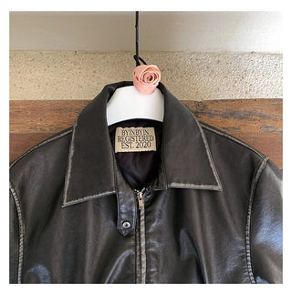 retro lapel leather jacket