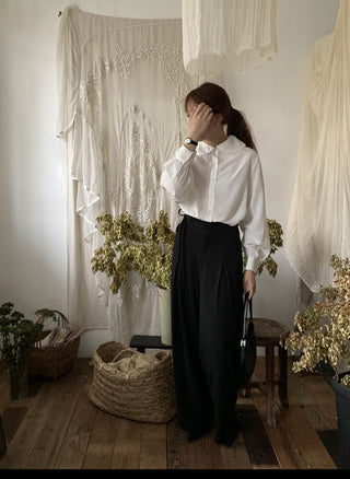 lotus leaf collar tencel shirt