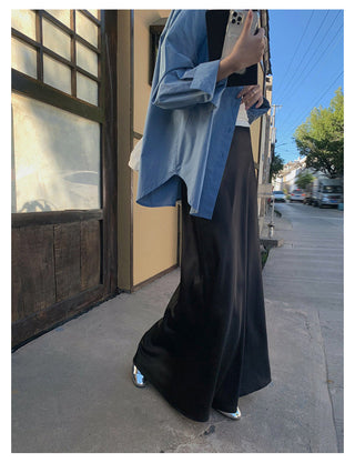 satin drape slim maxi skirt