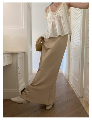 satin drape slim maxi skirt
