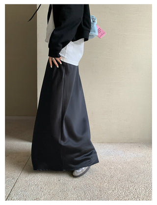 satin drape slim maxi skirt