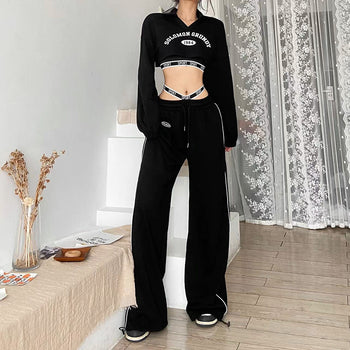 Loose & Thin Wide-Leg Pants And Long-Sleeve Top