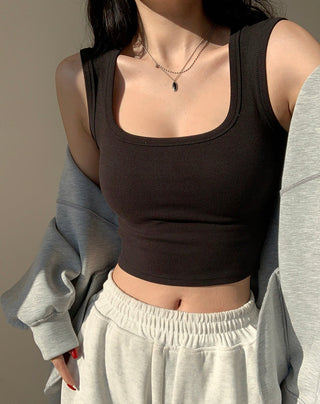 square collar slim fit vest top
