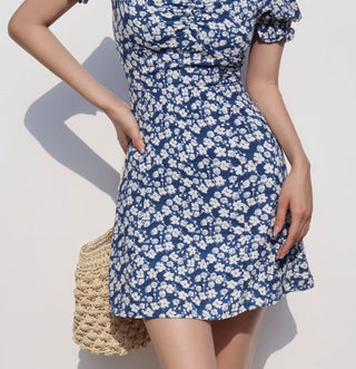 French Blue floral dress