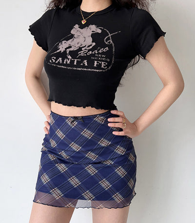 Retro Plaid High Waist A-Line Short Skirt