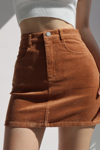 Retro Corduroy High Waist Short Skirt