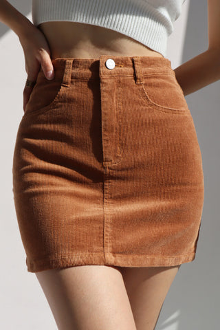 Retro Corduroy High Waist Short Skirt