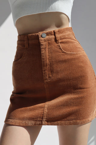 Retro Corduroy High Waist Short Skirt